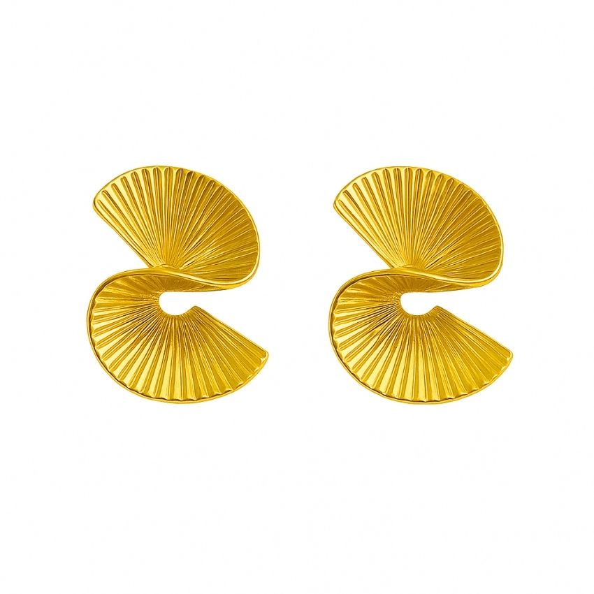 Irregular Geometric Statement Hoop Earrings 14K Gold Plated Brass Jewelry Wholesale